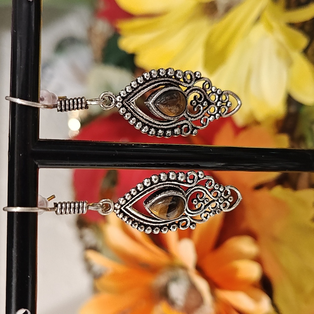 5 Pair Set Of Gemstone Silver Plated Earrings!  You Get All 5! - Picture 3 of 6